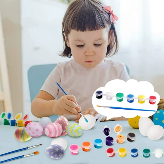 Easter Egg Painting Kit for Kids - DIY Coloring Set with 12/24ml Ink, Graffiti Brushes & Gypsum Tools - Educational Art Activity for Children - 6.5 Inch Plastic Eggs - Multicolor