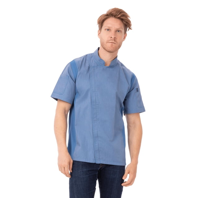 Chaqueta Chef Works Springfield, azul cielo, talla XXL