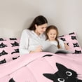 thumbnail image 5 of Homewish Kids Children Kawaii Cats Full Size Comforter Sets 3-Piece,Black Pink Bedding Comforter Set,Cartoon Animal Pet Lightweight Bedding Sets,Microfiber Bedroom Decor,Reversible, 5 of 8