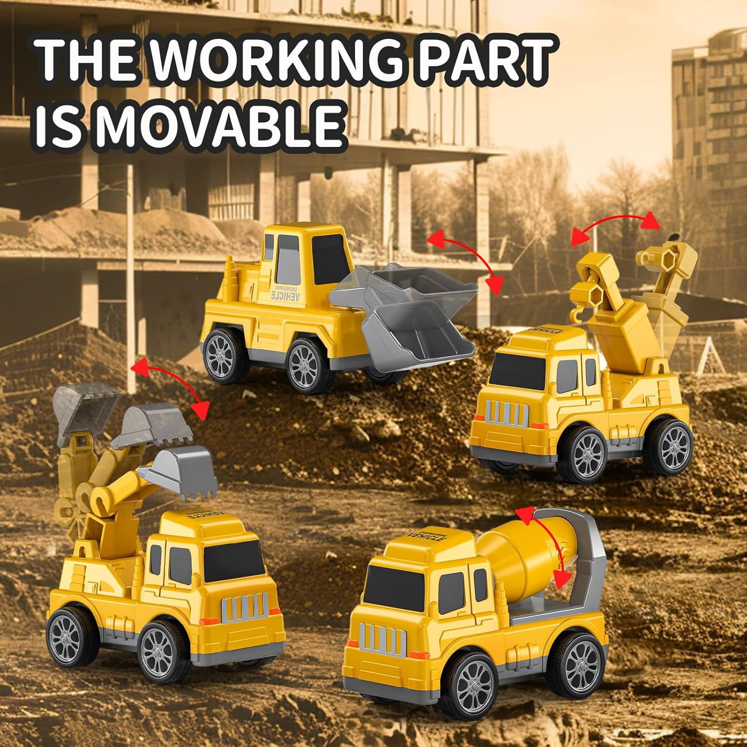 TYMZDYN Construction Truck Boy Toys for 3-5 Year Old Toddlers - Toys for 3 4 5 6 7 Years Old Engineering Transport Vehicle Carrier Truck, Kids Excavator Crane Gift Toys for Boys & Girls Aged 4-6