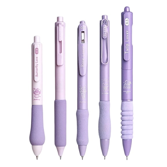 CCOCC 5-Pack Gel Pens -Retractable,Quick-Dry Ink,0.5mm Fine Point with Comfort Grip for Smooth Writing & Journaling