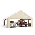 thumbnail image 5 of FOROUTIA 20x20ft Heavy-Duty Carport Canopy, khaki Gable Roof PE Garage, All-Weather Shelter for Car/Truck/SUV/Outdoor Storage & Party, 5 of 7