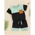 thumbnail image 3 of vera natura Baby Boys Shorts Set, Contrast Color Short Sleeve T-shirt with Elastic Waist Shorts Summer Outfit, 3 of 9