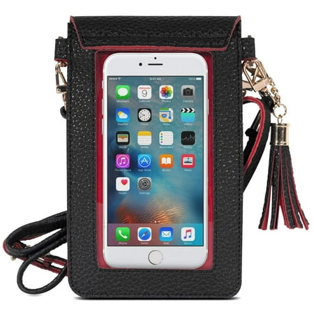 Cell Phone Bag, PU Leather Crossbody Bag Mini Phone Pouch with Shoulder Strap Fit with iPhone Xs ...