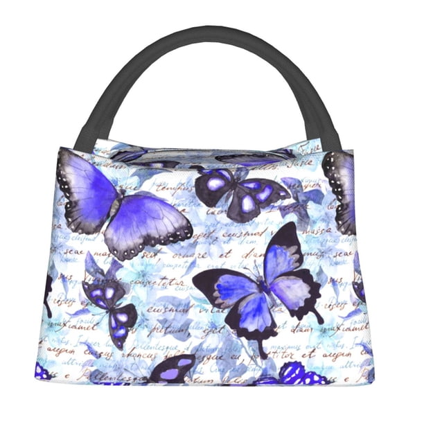 Fotbe Butterflies Bolsa Térmica Portátil con Estampado, Bolsa de Entrega de Alimentos Aislada, Bolsa Reutilizable de Gran Capacidad para Comidas y Supermercado
