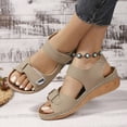 thumbnail image 4 of Rokment Women's Orthopedic Wedge Walking Sandals Beach Comfortable Arch Support Platform Mid Heels Non Slip Work Summer Shoes for Woman with Adjustable Straps Beige Size 6.5, 4 of 6