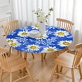 thumbnail image 3 of Blue Daisy Flower Lightblue Petals Pattern Round Fitted Tablecloth with Elastic Edge,Dining Table Cover Waterproof,Outdoor Round Tablecloth for Camping,Dining,Indoor and Outdoor, 3 of 7