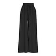 thumbnail image 4 of Pants for Women Womens Drawstring Elastic Waist Pants Casual Solid Pleated Loose Wide Leg Palazzo Trousers Ladies Fall Lightweight Pocket Long Pants, 4 of 5