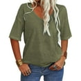 thumbnail image 3 of Womens T Shirts Summer Tops 2025 Solid Color Short Sleeve Scoop Neck Casual Soft Basic Tees Tshirts Shirts for Women, 3 of 6
