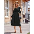 thumbnail image 6 of Mini V Neck Long Sleeve Dress for Women A-Line High Waisted Casual Flowy Dress for Cocktail Wedding Guest Black S, 6 of 9