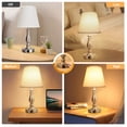 thumbnail image 5 of DEALTouch Control Bedside Lamps with 2 USB Charging Ports, 3 Ways Dimmable Nightstand Lamps with A19 6W LED Bulb, USB Modern Fabric Table Lamps for Bedroom, Living Room, Office Set of 2,Silver, 5 of 12