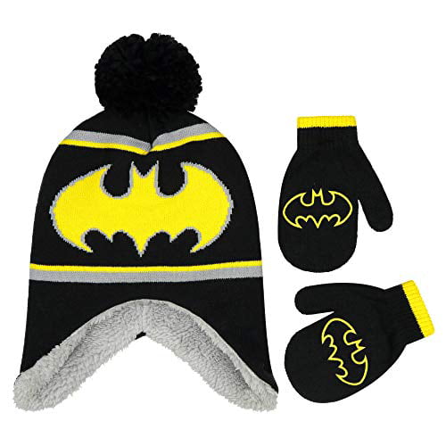 Toddler/Little Boys DC Comics Boys Batman Winter Hat 2 Pair Gloves or Mittens Set