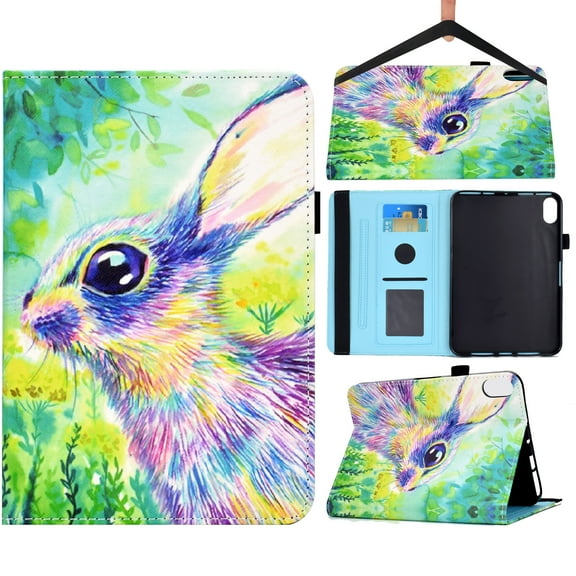 TECH CIRCLE iPad 10th Generation Case iPad 10.9 Inch Case 2022, iPad Case 10th Generation Multi-Angle Viewing Stand Cover with Hand Strap Card Slots Wallet Case for iPad 10th Gen 10.9" 2022, Rabbit