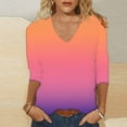thumbnail image 3 of Summer Savings 2024! TAGOLD Womens 3/4 Long Sleeve Summer Tops, Women's Fashion Printing Loose T-shirt 3/4 Sleeves Blouse V-Neck Casual Tops, 3 of 4