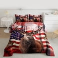 thumbnail image 2 of American Flag Comforter Set, Cute Deer Down Comforter Twin Teens, United States Bedding Set USA Federations Stars Duvet Sets Geometric Stripes Bedroom Decor with 1 Pillowcase, 2 of 7