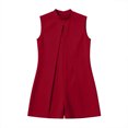 thumbnail image 4 of Rompers for Women Sleeveless High Neck Mini Romper Dresses Split Front Tunic Overlay Short Jumpsuits Elegant formal office Outfits Wine, 4 of 4