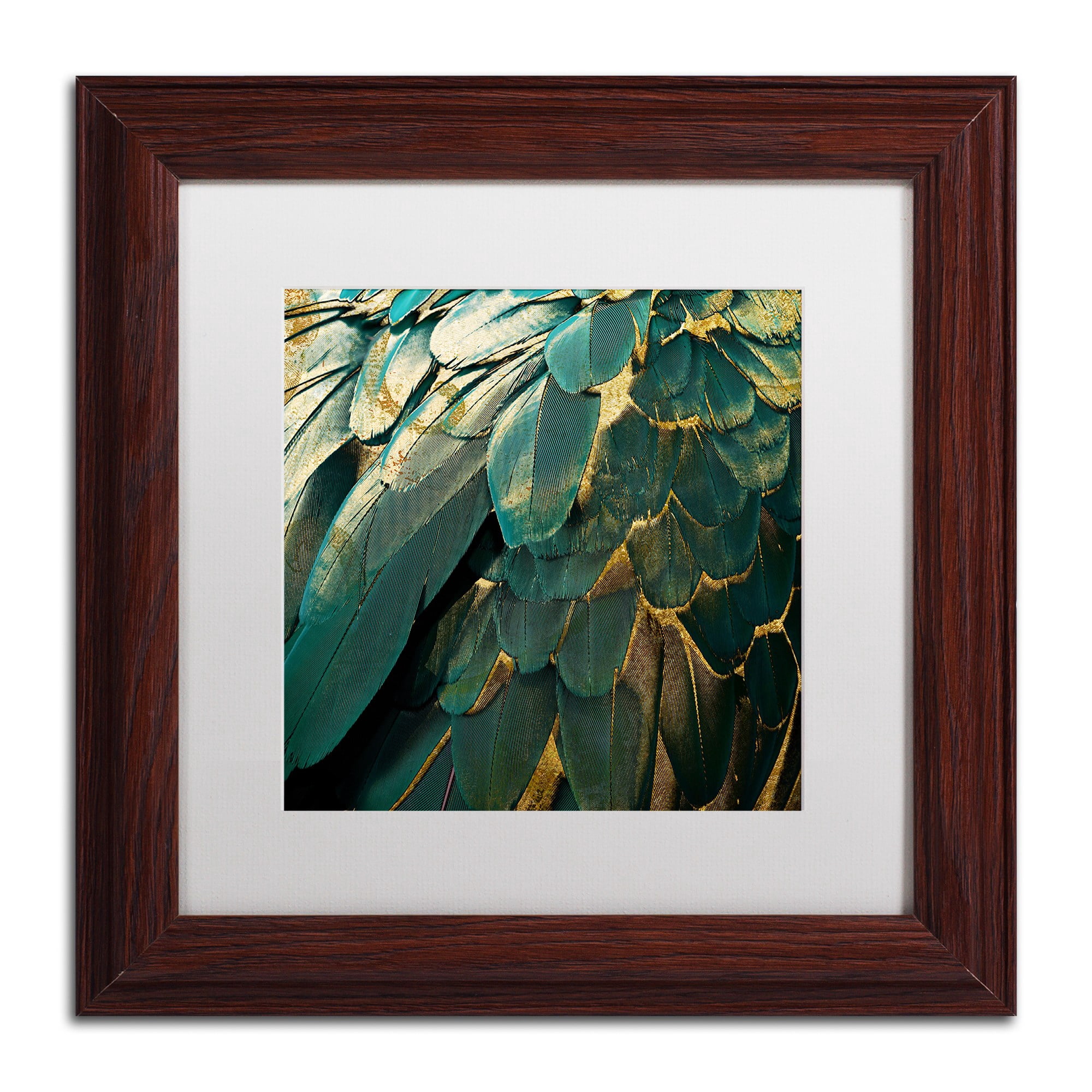Trademark Fine Art "Feather Glitter" Canvas Art by Color Bakery, White Matte, Wood Frame