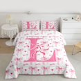 thumbnail image 2 of Homewish Monogrammed L Theme Bedding Comforter Set,Cartoon Bowtie Ribbon Twin Comforter Sets,Cartoon Loves Bow Bedding Set For Girl Teens,Ultra Soft Bedroom Decor Reversible,2-Piece, 2 of 8
