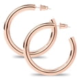 thumbnail image 2 of Gold Plated Chunky 5mm-6mm Thick 20mm-50mm Diameter Open Hoop Earrings for Women, 2 of 10