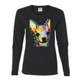 thumbnail image 2 of Wild Bobby Dean Russo Colorful Chihuahua Dog Lover Women Graphic Long Sleeve Tee, Black, Small, 2 of 5