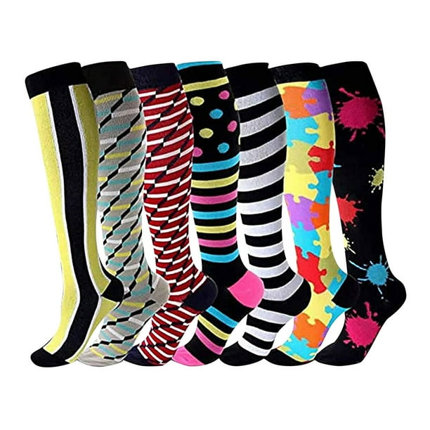 Calcetines de compresión Prolriy para mujer, hombre, unisex, 7 pares, deportivos, multicolor, tallas L-XL