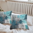 thumbnail image 6 of Teal Grey Throw Pillow Covers 16x16 Inch Set of 2, Abstract Art Oil Painting Modern Geometric Waterproof Outdoor Pillow Covers, Decorative Cushion Pillowcases for Couch, Sofa, Bed, Garden, Patio, 6 of 9