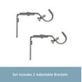 thumbnail image 2 of Kenney 5/8" Adjustable 2.5-3" Curtain Rod Mounting Brackets, Set of 2, Polished Pewter, 2 of 5