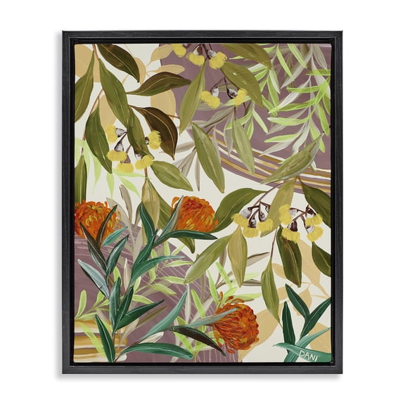 Stupell Industries Bohemian Walk With Me Blooms Black Floating Frame Canvas Art, 17 x 21, by Dani Heyward