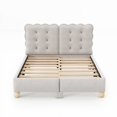 thumbnail image 6 of DreamBuck Bed Frame Full Size, Upholstered Platform Bed with Headboards, Wooden Bed Frame with Leather Decoration and Support Legs, Queen Bed Frame for , Boys, Girls, Teens, Easy Assembly, Beige, 6 of 9