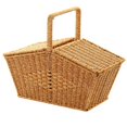 thumbnail image 1 of Pastoral Style Hand Basket with Lid Imitation Rattan Woven Basket A, 1 of 5