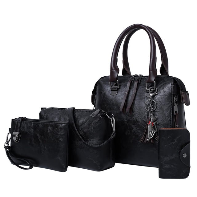 Up to 65% off 4Pcs Women Pattern Solid Handbag+Crossbody Bag+Messenger Bag+Card Package