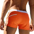 thumbnail image 4 of Mens Solid Color Quick Dry Swim Trunks Drawstring Waist Beach Board Shorts Back Pocket Design Lightweight Square Leg Swim Shorts for Surfing Swimming Vacation Orange S, 4 of 5