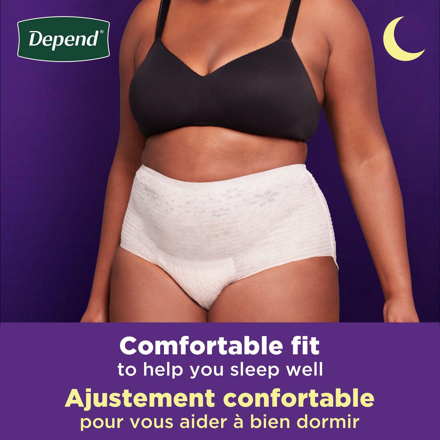 Sous-vêtements d’incontinence et fuites urinaires post-partum pour femmes adultes Depend Night Defense pour femmes, jetables, de nuit, grande taille, roses, 14 unités