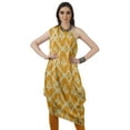 thumbnail image 2 of Moomaya Women's Printed One-Shoulder Cowl Kurti Sleeveless Dress Boho Party Designer Clothing, 2 of 7