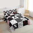 thumbnail image 3 of Homewish Baseball Gamer Bedding Comforter Set 2pcs for Kids Teens Adults,Sport Game Twin Comforter Sets Microfiber,Black Red Plaid Breathable Bedding Set,Breathable Home Decor,Reversible, 3 of 8