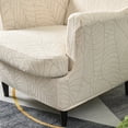 thumbnail image 5 of Eurhowing Stretch Wingback Chair Slipcover, 2-Piece Jacquard Armchair Cover with Cushion Cover, Washable Non-Slip Wingchair Protector for Living Room Bedroom, Off-White, 5 of 8