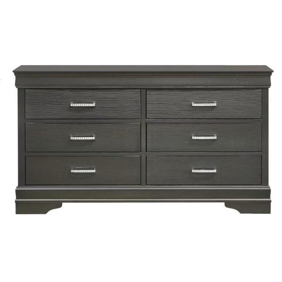 Galaxy Home Brooklyn Modern Wood 6-Drawers Bedroom Dresser in Gray