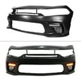 thumbnail image 4 of Ikon Motorsports Front Bumper Conversion W/ Matte Black Lip Compatible With 2015-2023 Dodge Charger Widebody Style Front Bumper Cover & SRT Style Upper Lower Grille & Foglight Covers W/ Lights Lamp, 4 of 7