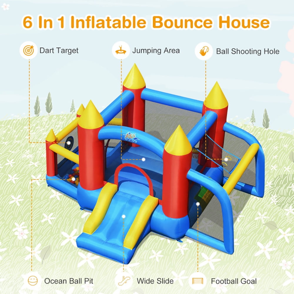 Aimee Lii Inflatable Soccer Goal Ball Pit Bounce House without Blower, Kids Bounce House for 5-10