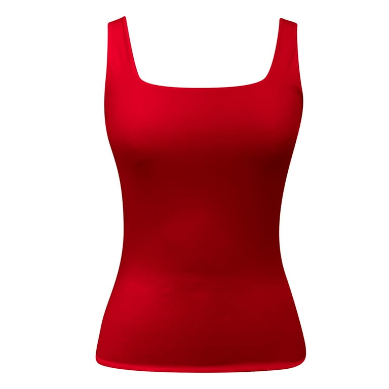 ballaholic tanktop Lサイズ red Povozer Women's Square Neck Tank Top Sleeveless Double Lined