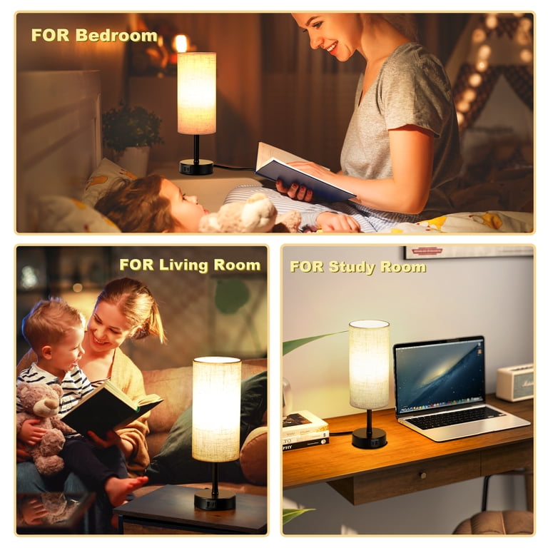 Walchoice Table Lamp Set of 2 with USB Charging Ports photo 3