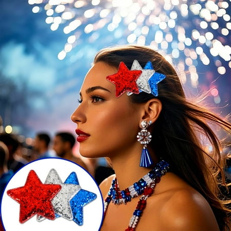 XYAIYT Independence Day Party Star Hair Clip Sequin Decor Accessory for Kids Holiday Celebration Safe Cotton Material Long Lasting Versatile Styling Festive Hair Decoration