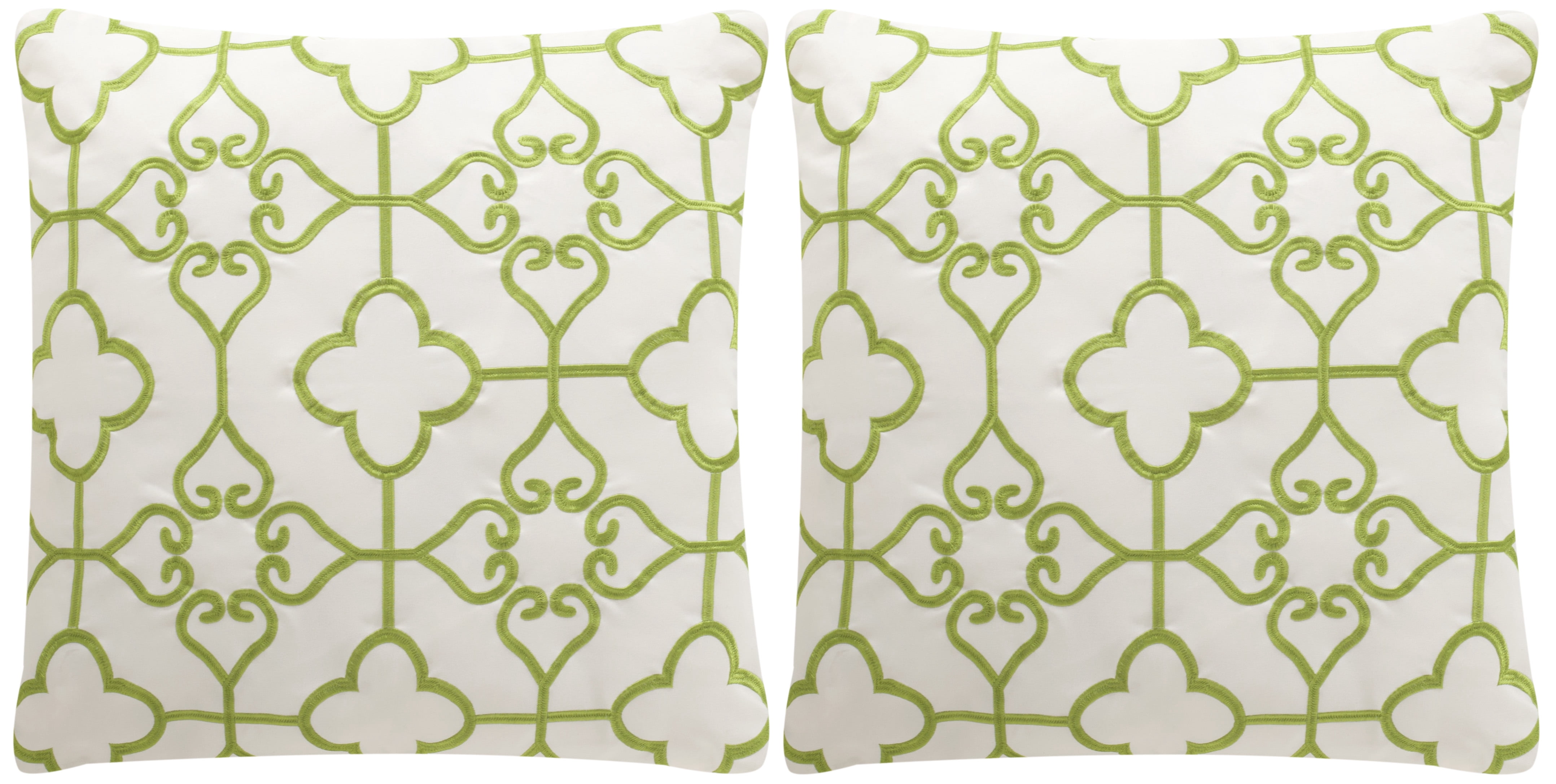 SAFAVIEH Nadia Soleil 20" x 20" Indoor/Outdoor Pillow, Sweet Green/Cream, Set of 2
