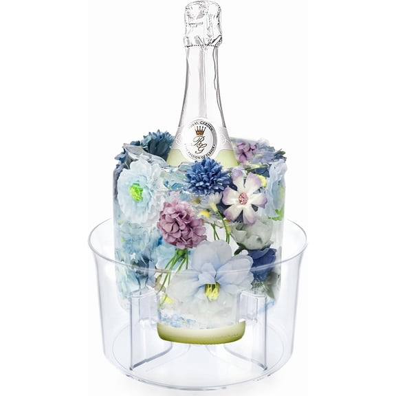 Ice Molds, Ice Bucket, Ice Mold Wine Bottle Chiller, DIY Champagne Cocktails Clear Bucket Freezer Chiller, Any Floral or Fruits Decoration for Party, Wedding and Celebration, Beautiful with Creative