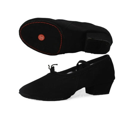 

Ymiytan Kids Pumps Chunky Heel Jazz Shoes Round Toe Dance Shoe Practice Non-Slip Wear Resistant Slip On Black-1 3.5Y/4Y