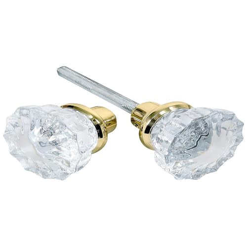 Mortise Lock Crystal Glass Door Knob Replacement Set, Brass Finish Base$$Tools & Hardware Other