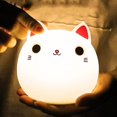 thumbnail image 2 of 1 pieza de luz de noche de gato suave para niños, lámpara de silicona para guardería, luz de noche de animales recargable por USB para dormitorio, linda luz de noche para habitación de niños JAMW  Sencillez, 2 of 5