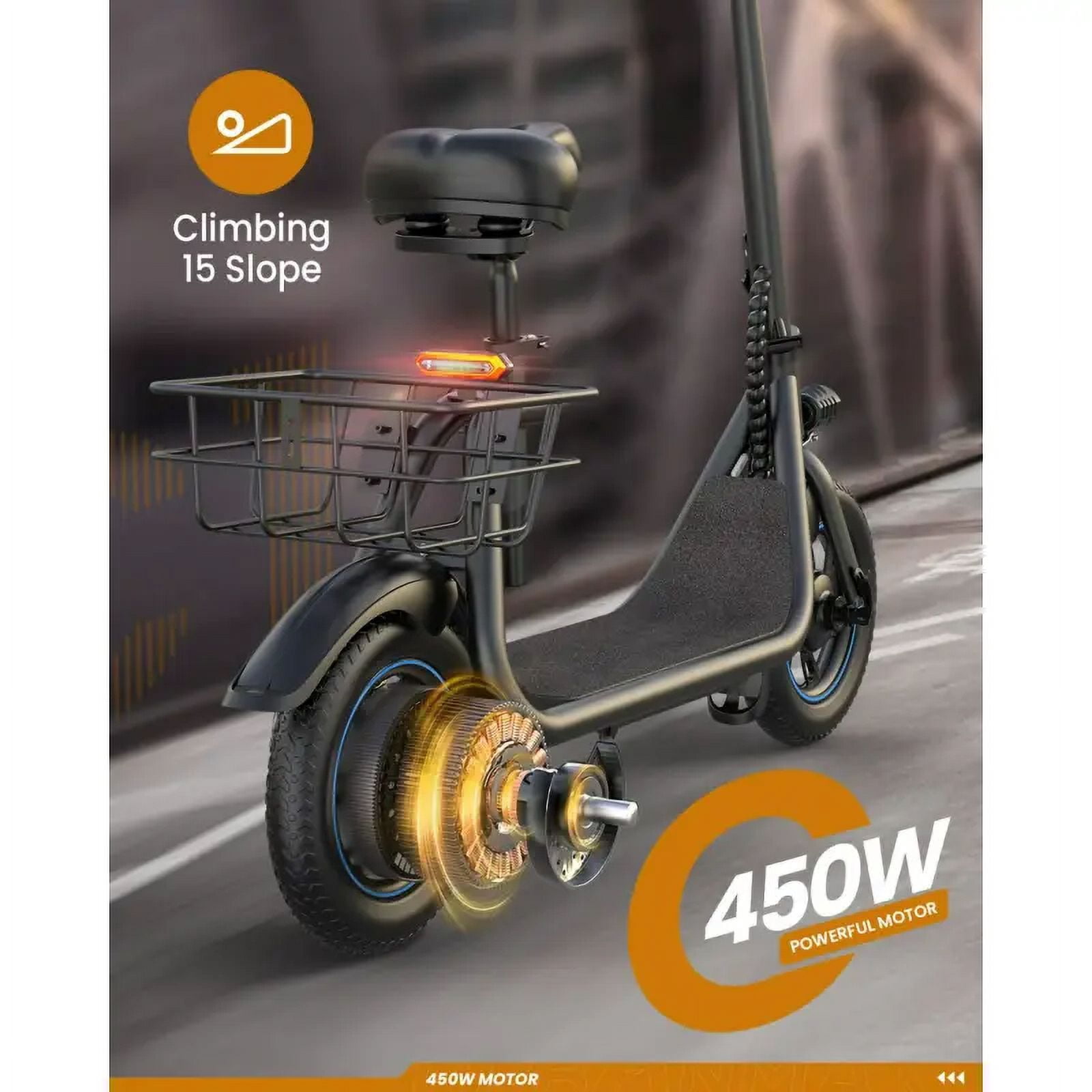 KEESTP 12" 450W Electric Bike with Basket 15.5MPH 21 Miles Electric Bicycle Conversion Kits