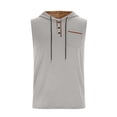 thumbnail image 6 of HappyYEE Men's Hooded Tank Tops Pullover Sleeveless Shirts with Drawstring Workout Gym Training Athletic Tank Top Gray M, 6 of 9