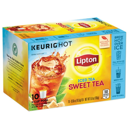 Lipton Sweet Tea K Cups Pods Iced Black Tea, 10
